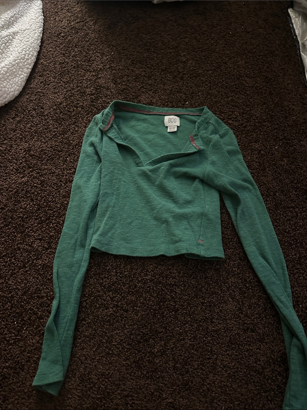 BDG Teal Green Long-Sleeve Cropped Knit Top